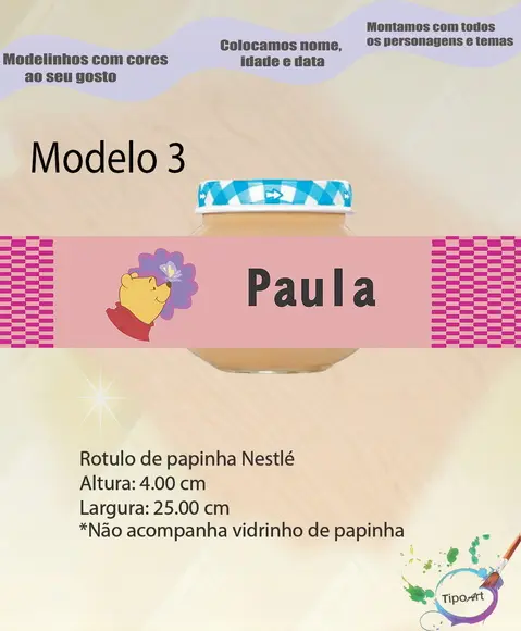 Rótulo Vidro Papinha-pooh