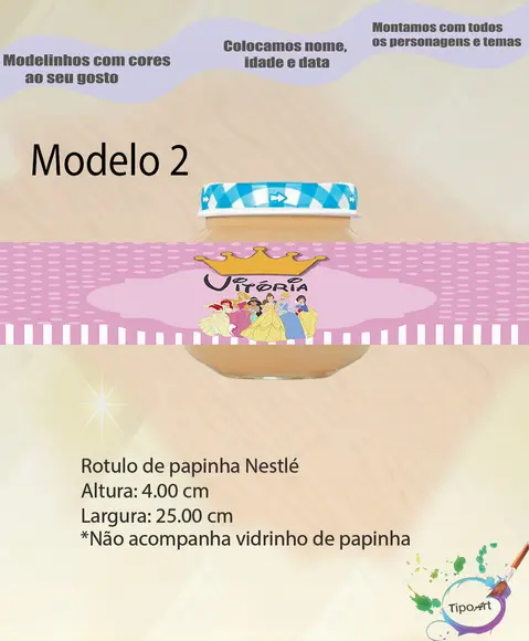 Rótulo Vidro Papinha-princesas