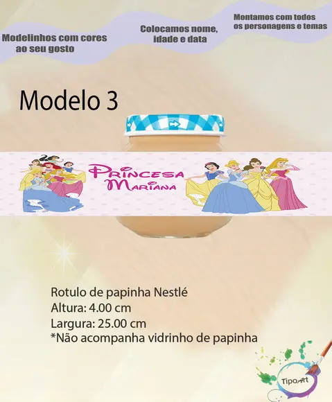 Rótulo Vidro Papinha-princesas