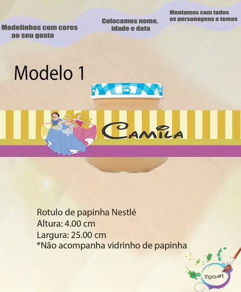 Rótulo Vidro Papinha-princesas