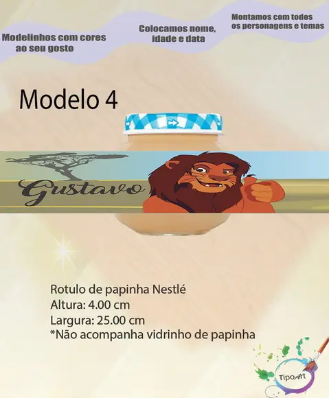 Rótulo Vidro Papinha-rei Leão