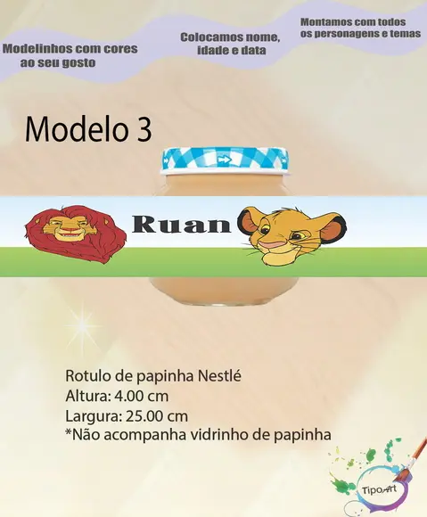 Rótulo Vidro Papinha-rei Leão