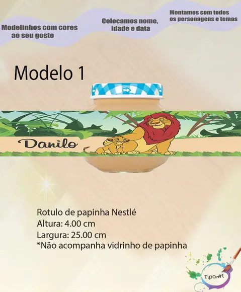 Rótulo Vidro Papinha-rei Leão
