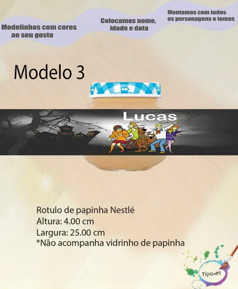 Rótulo Vidro Papinha-scooby Doo