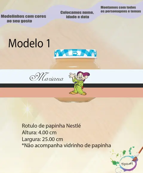 Rótulo Vidro Papinha-sete Anões