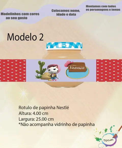 Rótulo Vidro Papinha-sheriff Calie do Oeste