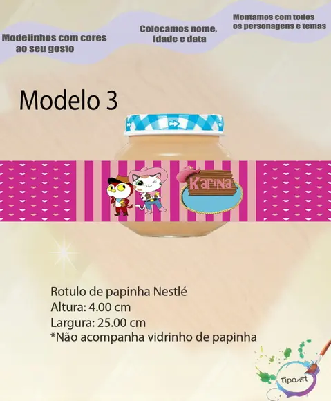 Rótulo Vidro Papinha-sheriff Calie do Oeste