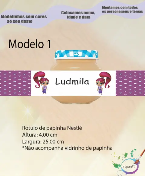 Rótulo Vidro Papinha-shimmer Shine