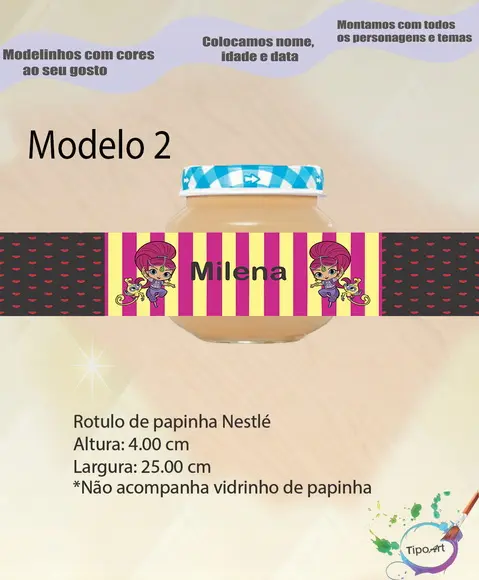 Rótulo Vidro Papinha-shimmer Shine