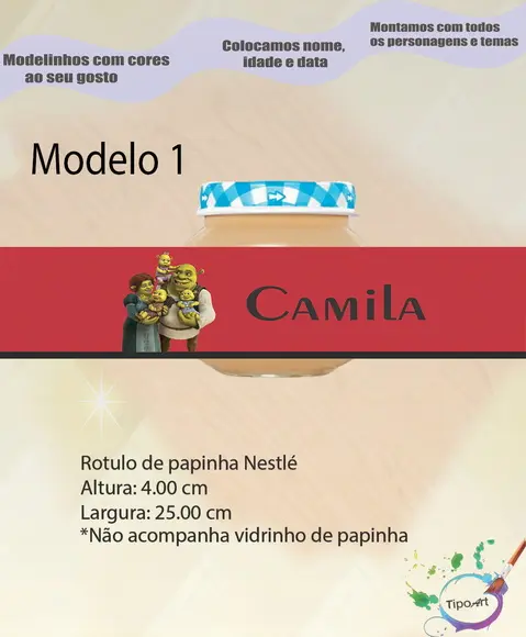 Rótulo Vidro Papinha-shrek