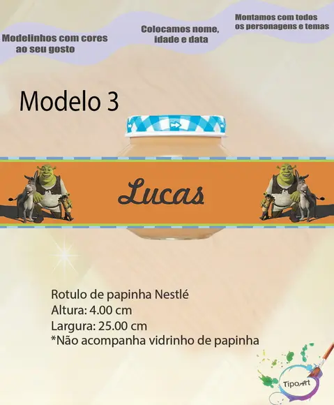 Rótulo Vidro Papinha-shrek