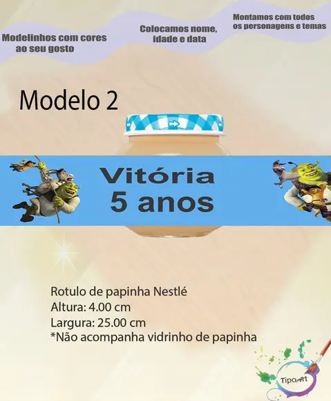 Rótulo Vidro Papinha-shrek