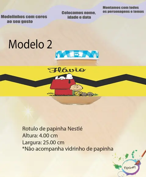 Rótulo Vidro Papinha-snoopy