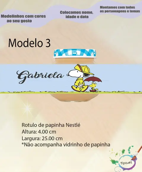 Rótulo Vidro Papinha-snoopy
