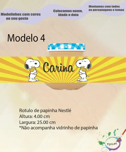 Rótulo Vidro Papinha-snoopy