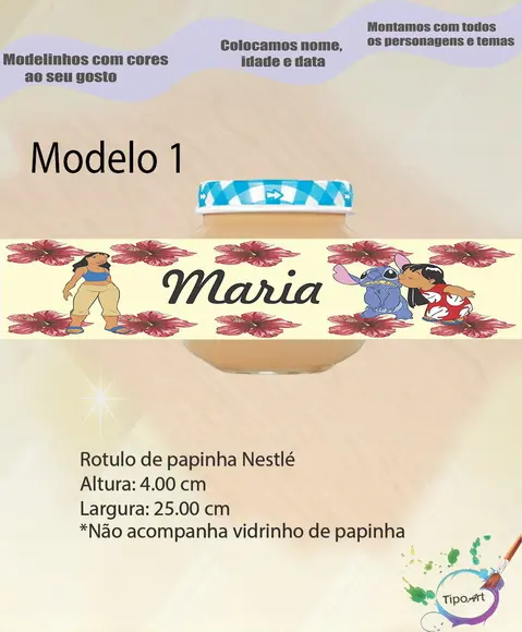 Rótulo Vidro Papinha-stitch e Lilo