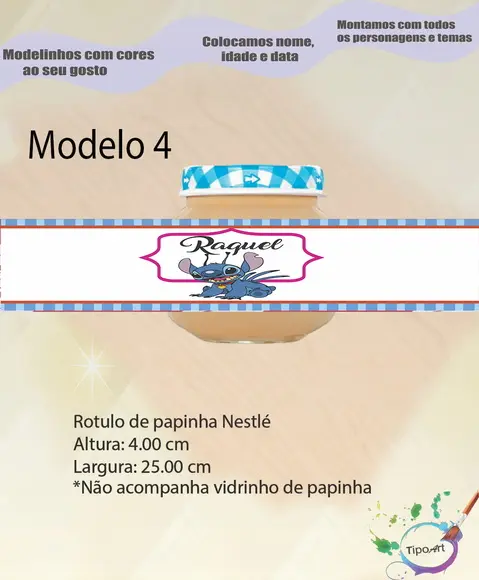 Rótulo Vidro Papinha-stitch e Lilo