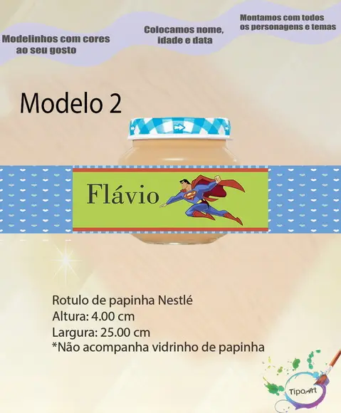 Rótulo Vidro Papinha-super Homem