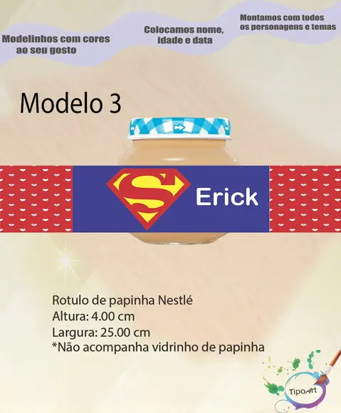 Rótulo Vidro Papinha-super Homem