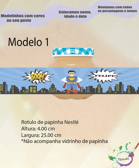 Rótulo Vidro Papinha-super Heroi