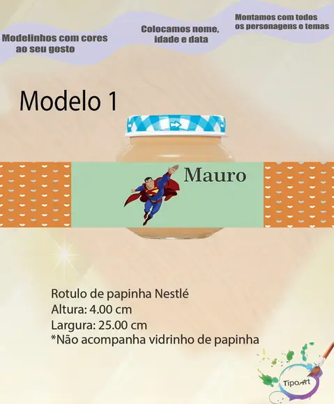 Rótulo Vidro Papinha-super Homem