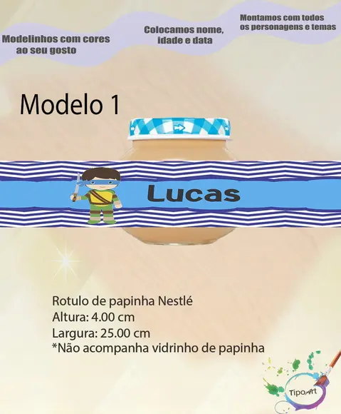 Rótulo Vidro Papinha-tartaruga Ninja