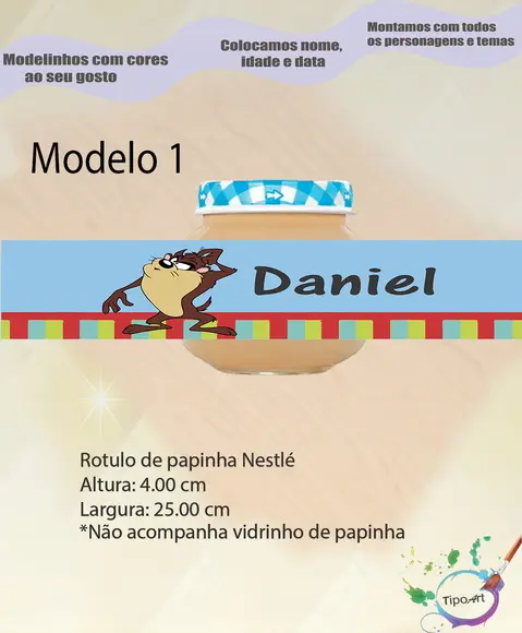 Rótulo Vidro Papinha-taz Mania