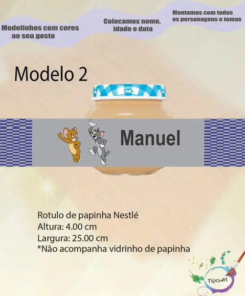 Rótulo Vidro Papinha-tom e Jerry