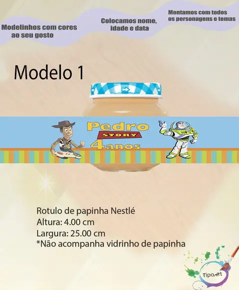Rótulo Vidro Papinha-toy Story