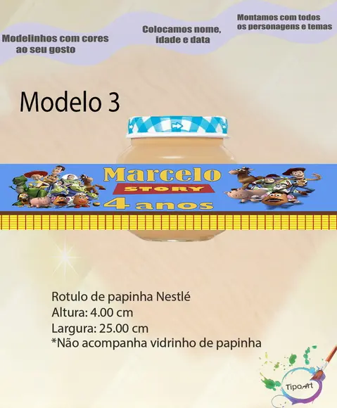 Rótulo Vidro Papinha-toy Story