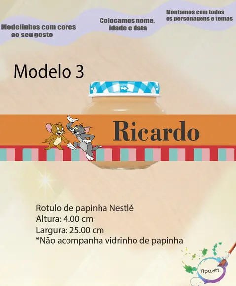Rótulo Vidro Papinha-tom e Jerry