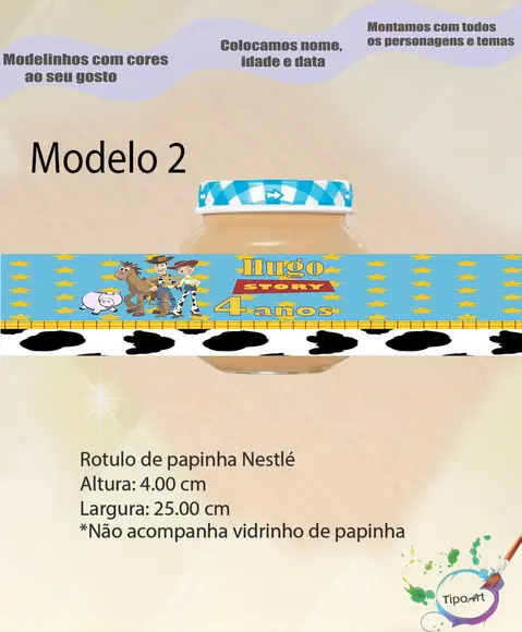 Rótulo Vidro Papinha-toy Story