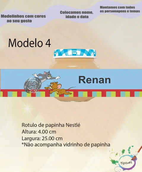 Rótulo Vidro Papinha-tom e Jerry