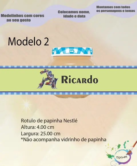 Rótulo Vidro Papinha-transformers