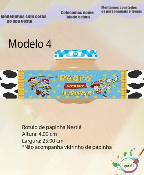Rótulo Vidro Papinha-toy Story