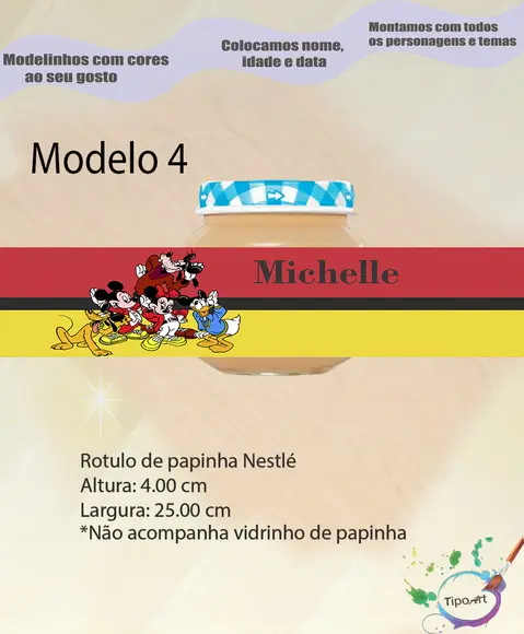 Rótulo Vidro Papinha-turma do Mickey