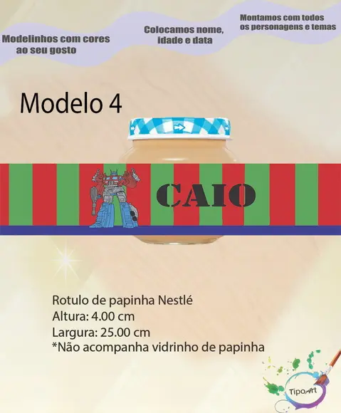 Rótulo Vidro Papinha-transformers