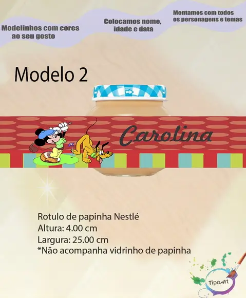 Rótulo Vidro Papinha-turma do Mickey