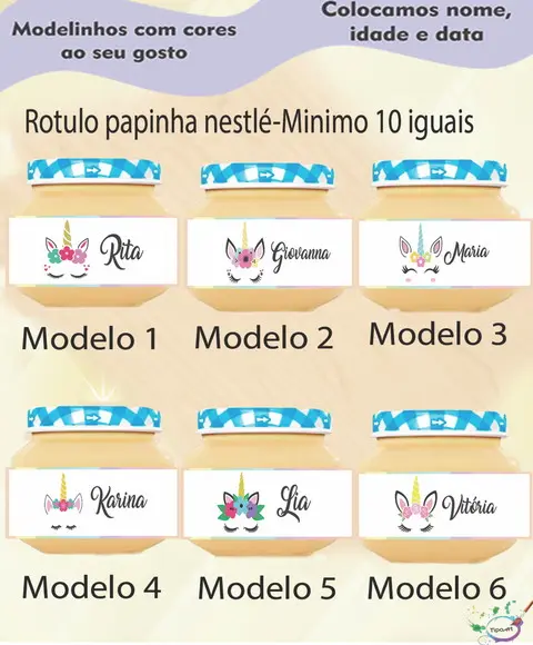 Rótulo Vidro Papinha-unicórnio