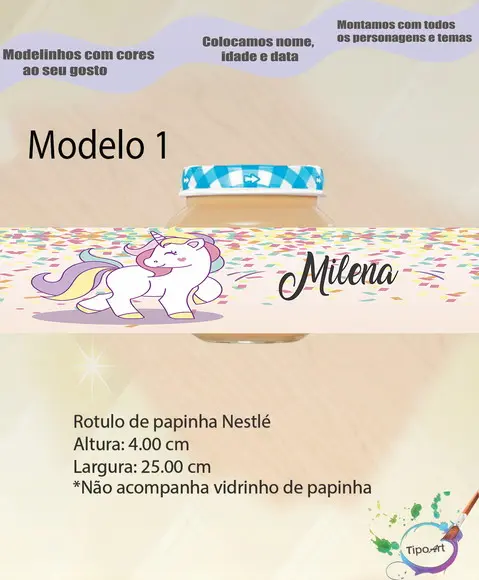 Rótulo Vidro Papinha-unicórnio
