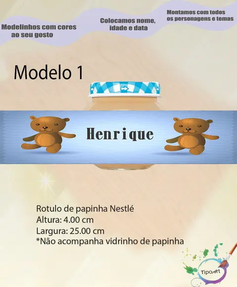 Rótulo Vidro Papinha-ursinho