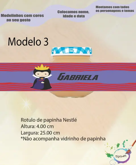 Rótulo Vidro Papinha-vilões
