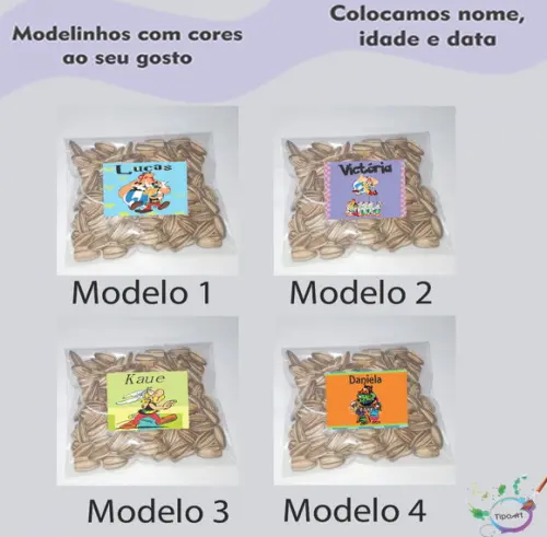 Saquinho Personalizado com Semente Girassol/asterix
