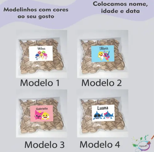 Saquinho personalizado com semente girassol/Baby shark