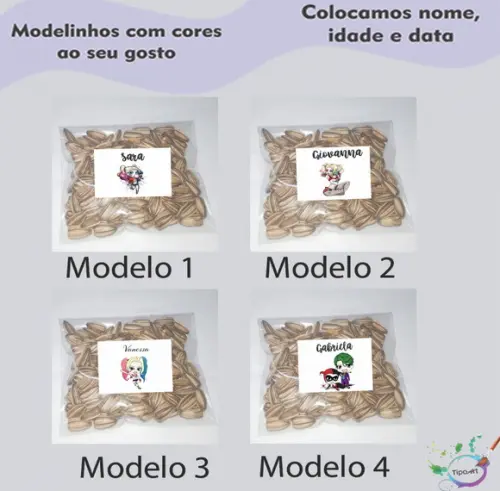 Saquinho Personalizado com Semente Girassol/arlequina