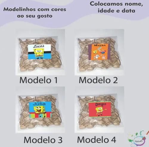 Saquinho Personalizado com Semente Girassol/bob Esponja