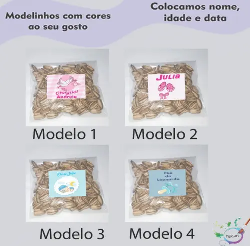 Saquinho Personalizado com Semente Girassol/chá de Bebê