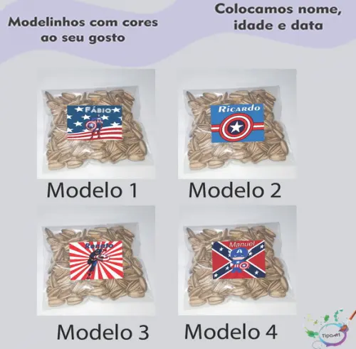 Saquinho Personalizado com Semente Girassol/capitão America
