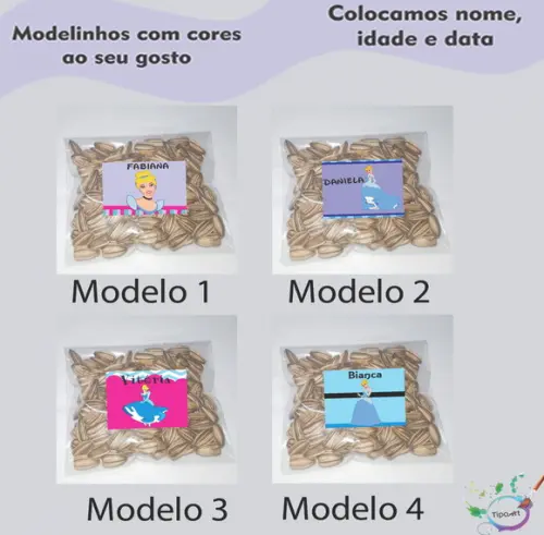 Saquinho Personalizado com Semente Girassol/cinderela