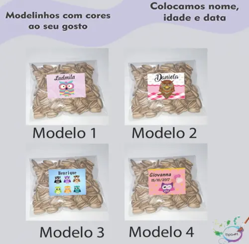 Saquinho Personalizado com Semente Girassol/coruja